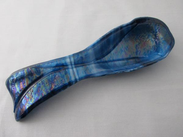 SR12107 - Copper Blue/White Streaky with Clear Granite Irid Large Spoon Rest
