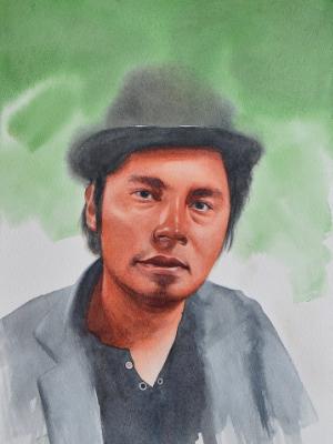 Custom portrait of a Bolivian artist, 28cm x 38cm, 2018