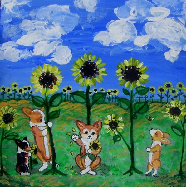 Pembrokes and SunFlowers 3.5"