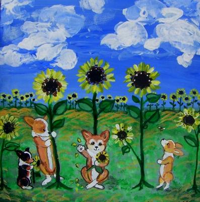 Pembrokes and SunFlowers 3.5" Pembrokes and SunFlowers 3.5"