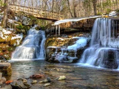 West Kill Falls and Spruceton Trail Bridge West Kill Falls and Spruceton Trail Bridge