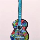 Modern abstract Guitar painting colorful red blue,yellow pop musical by Manjri