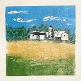 Quiet Country Reduction linocut