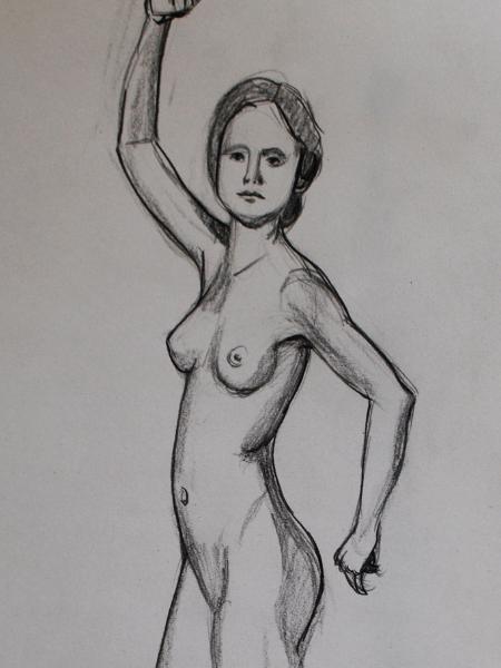 Standing Nude Female, Arm Up