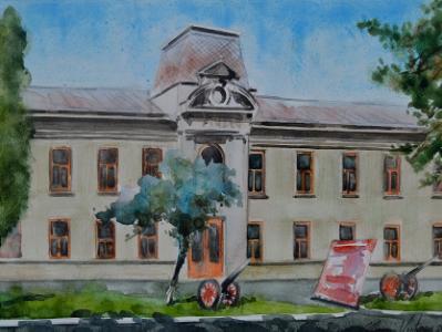 Plein air watercolor painting of the Museum Judetean Antonescu, Giurgiu-ROMANIA,, 28cm x 38cm, 2018 Plein air watercolor painting of the Museum Judetean Antonescu, Giurgiu-ROMANIA,, 28cm x 38cm, 2018