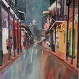 A Rainy Day on Bourbon St. ~ Watercolor ~ 24X30