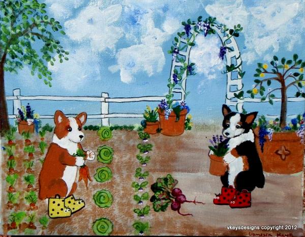Gardening Corgis