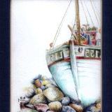 Boat on Pebbled Beach  6x8"