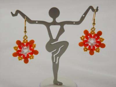 E-131 Orange & Pumpkin Flower Earrings E-131 Orange & Pumpkin Flower Earrings