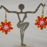 E-131 Orange & Pumpkin Flower Earrings