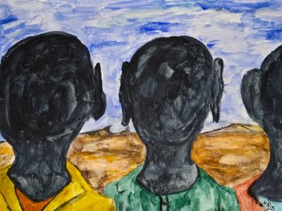 On a blue Monday, three shadow individuals stand on the edge of no where, while contemplating their lost identity. On a blue Monday, three shadow individuals stand on the edge of no where, while contemplating their lost identity.