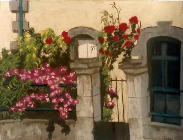 #18 Provence flowers with stone gate (SOLD)