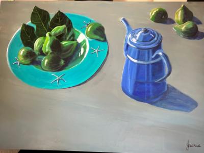 Figs in bowl with coffee pot 50 x 70