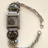 Repurposed Vintage Watch Locket Bracelet, Spring Time 