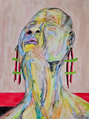 With a slow exhale, she releases months of tension. With a slow exhale, she releases months of tension.