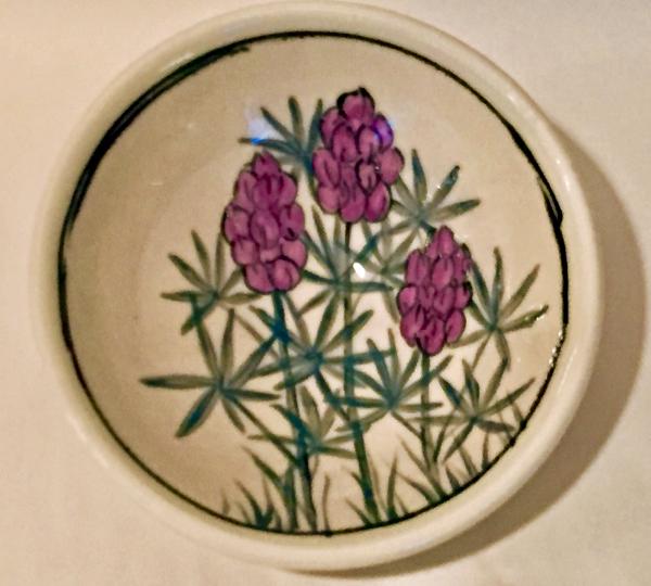 Cream Bowl with Purple Flowers