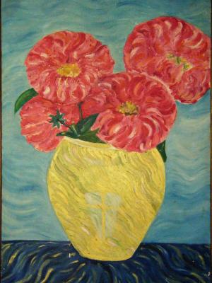 Flowers in a gold vase