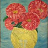 Flowers in a gold vase