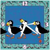 Puffins On Parade Wall Clock