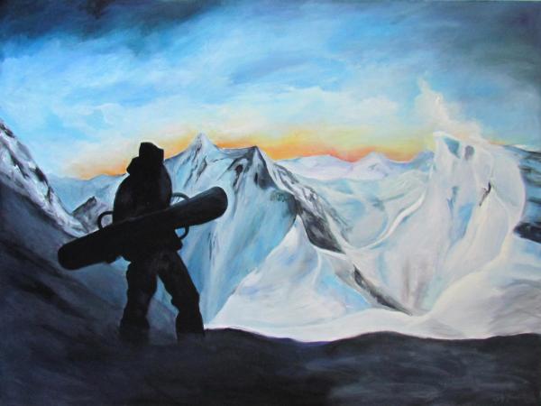 snowboarder at sunset