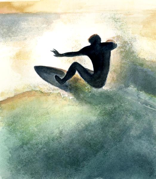 Sunset Surf - watercolor (orig sold)