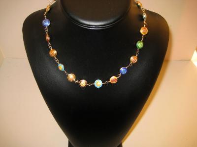 Cloisonne wire wrapped necklace and earrings Cloisonne wire wrapped necklace and earrings