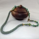 N-92 Turquoise, Crystal, & Crocheted Rope Necklace