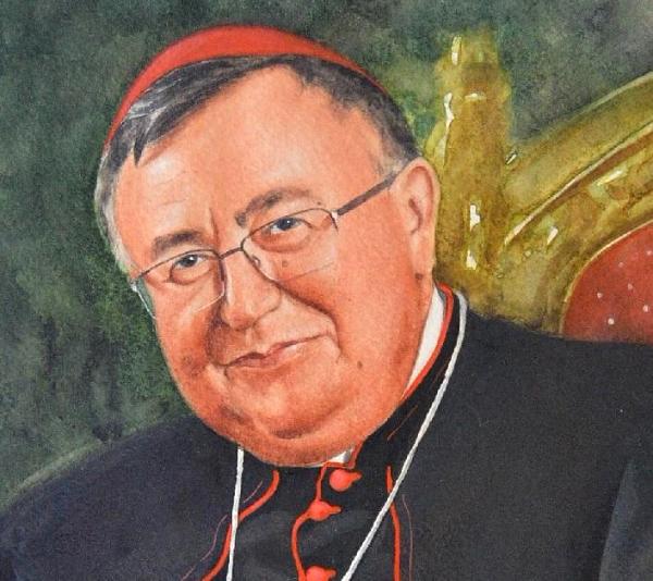 Watercolor portrait of the Bosnian Cardinal VINKO PULGIC, 80cm x 60cm, 2015