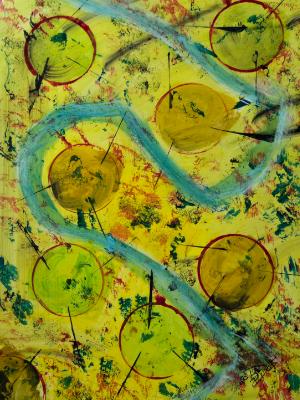 A river weaves through the landscape. A river weaves through the landscape.