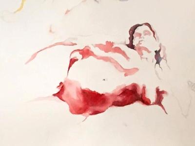figure in shades of red figure in shades of red