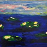 Water Lilies 3 15 X 30 Acrylic on Canvas board Embellished prints available 