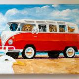 BUS FULL OF DOGS MEETS MR. SEAGULL