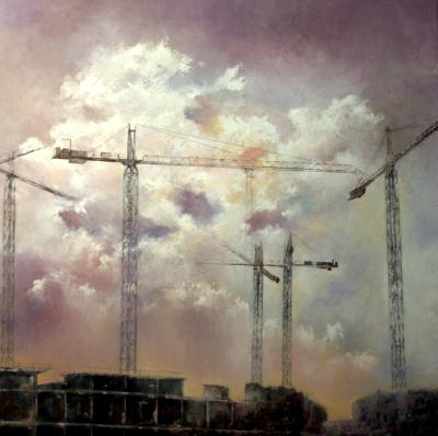 sky with cranes