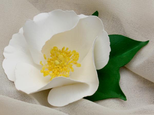 White Cotton Blossom Pin