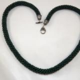 N-31 Dark Forest Green Crocheted Rope Necklace