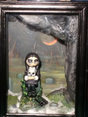 Blood Moon, diorama frame, 6x9. 2018. Blood Moon, diorama frame, 6x9. 2018.