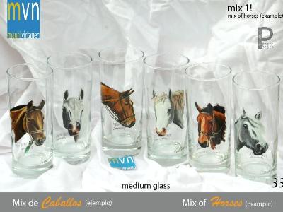 Set of handpainted glasses: MIX OF HORSES