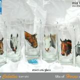 Set of handpainted glasses: MIX OF HORSES