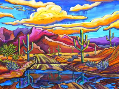 Monsoon Reflections - Original Acrylic on Gallery Wrap Canvas24x36 SOLD