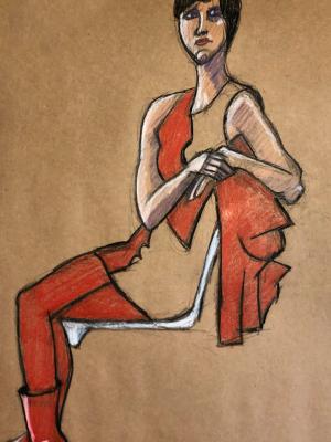 Rachael, Mod Red, Seated Rachael, Mod Red, Seated