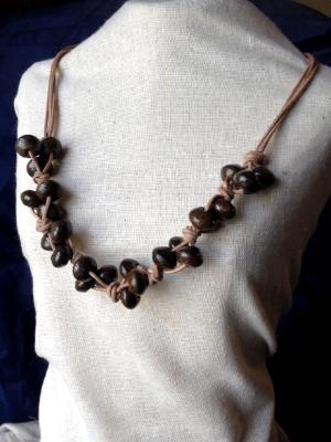 Knotted Bronzite and Leather Necklace Knotted Bronzite and Leather Necklace