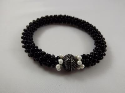 B-69 black crocheted rope bracelet