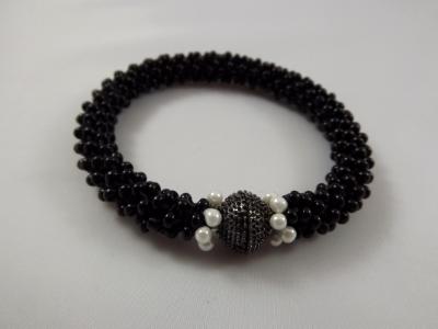 B-69 black crocheted rope bracelet B-69 black crocheted rope bracelet