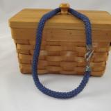 N-56 Matte Slate Blue Crocheted Rope Necklace