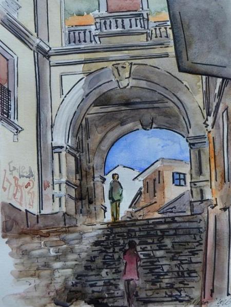 View of the Galàpagos street, 30cm x 40cm, 2016