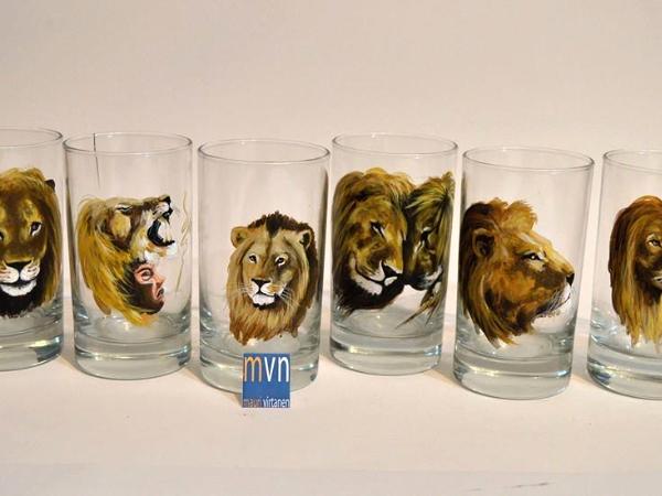 set of handpainted glasses: BIG CATS