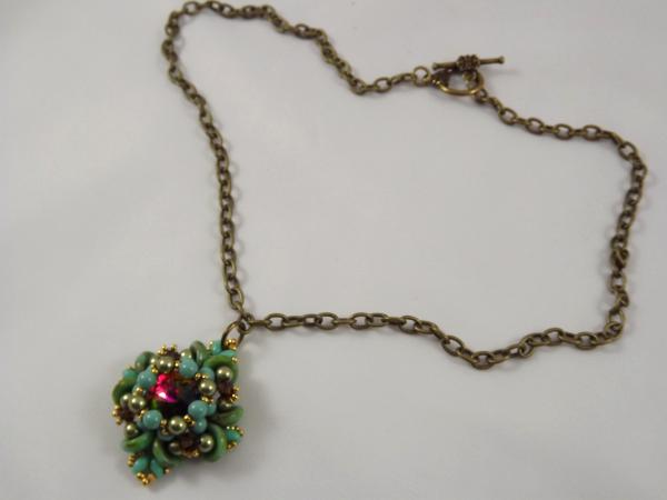N-6 Swarovski Rivoli Crystal & Glass Bead Medallion Necklace