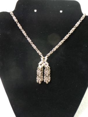 Gunmetal Byzantine chain necklace with chain pendant Gunmetal Byzantine chain necklace with chain pendant