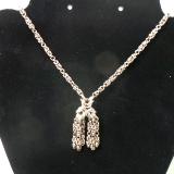 Gunmetal Byzantine chain necklace with chain pendant