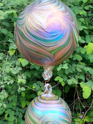 #05192501 3 Ball Hanging Sculpture Starry Night design Iridised LG-6.5'' Med-5'' Sm-3.75'' $250.00 #05192501 3 Ball Hanging Sculpture Starry Night design Iridised LG-6.5'' Med-5'' Sm-3.75'' $250.00